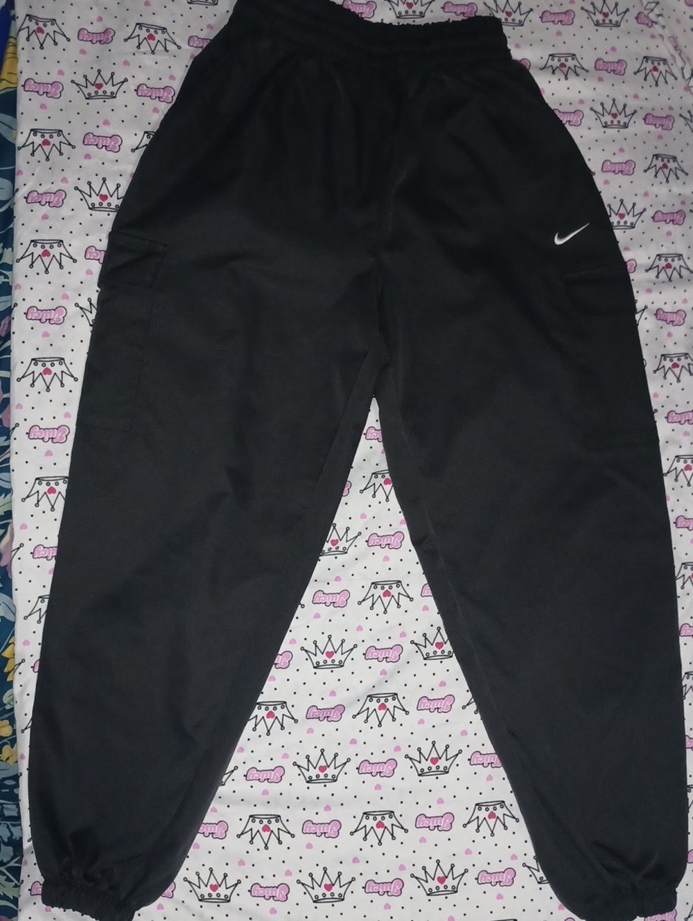 Nike Black Sweatpants with White Swoosh for Kids